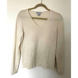 Tommy Bahama Gold Animal Print Accent V Neck Pullover Knit Lightweight Sweater S